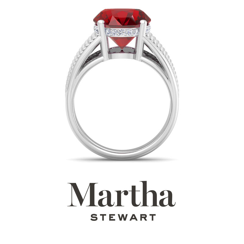 Martha Stewart 6 3/4ctw. Oval Ruby & Lab Grown Diamond Hidden Halo Ring In Sterling Silver image number null